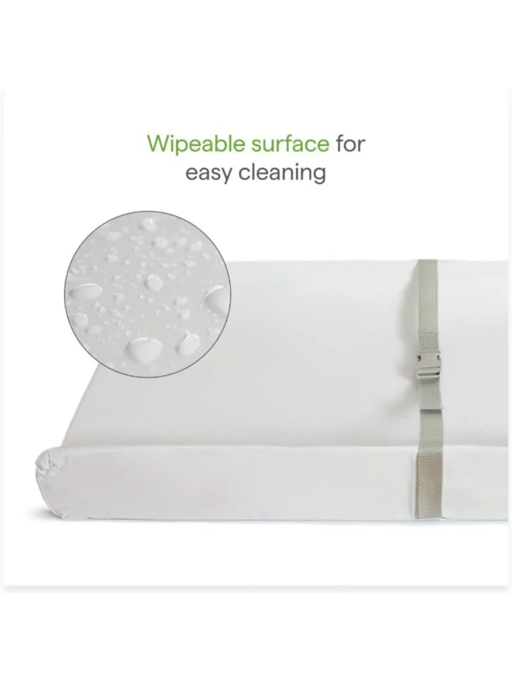 Waterproof Contoured Baby Changing Pad with Cover, Secure Grip, Wipeable